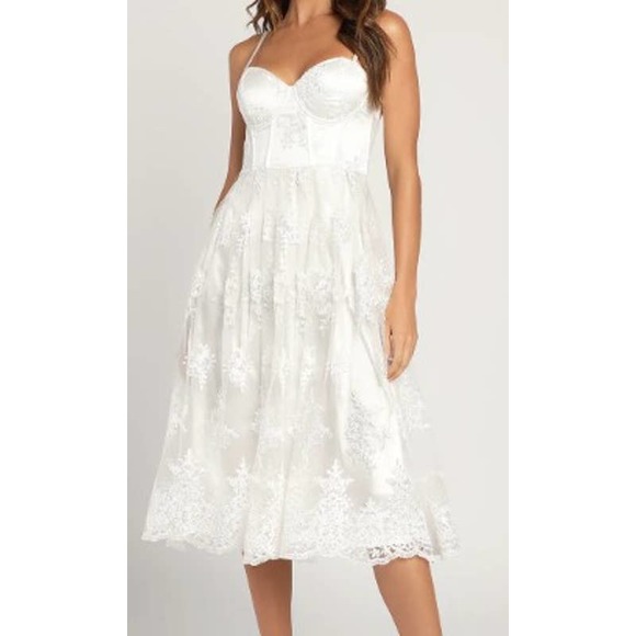 Lulus Dresses & Skirts - LULU'S SZ M My Darling Daydreamer White Lace Bustier Midi Dress NEW B29